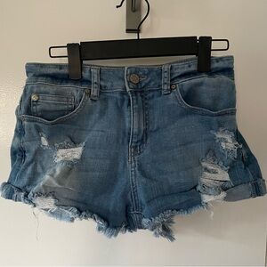 Denim distressed shorts